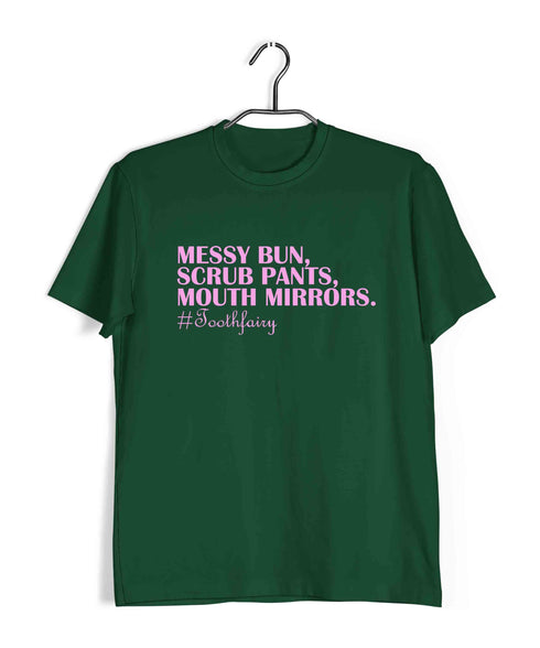 Dentist Medicine Dentist Messy Bun Scrub Pants Mouth Mirrors Custom Printed Graphic Design T-Shirt for Women